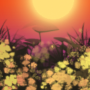 Yellow Flowers At Sunset