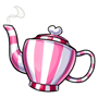 White And Pink Stripe Teapot