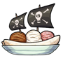 Black Skull & Crossbones Pirate Ship Banana Split