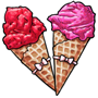 Berry And Cherry Heart Waffle Cone