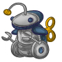 Silver Wind-Up Macbot