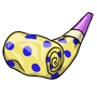 Yellow and Blue Polka Dot Party Horn